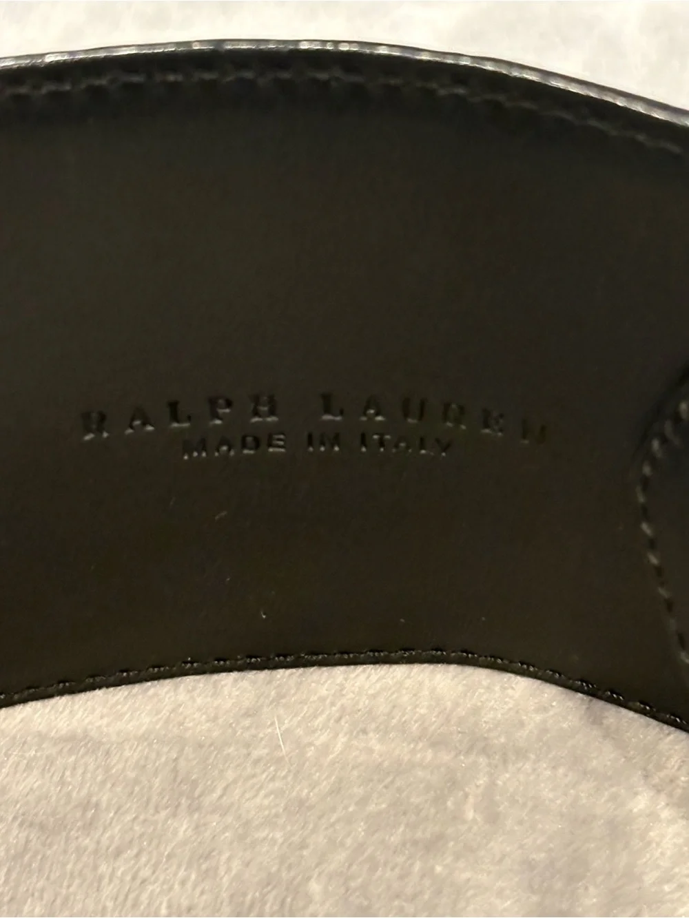 Black Ralph Lauren Genuine Croc. Belt w/ Brass Hardware, M, Black Label